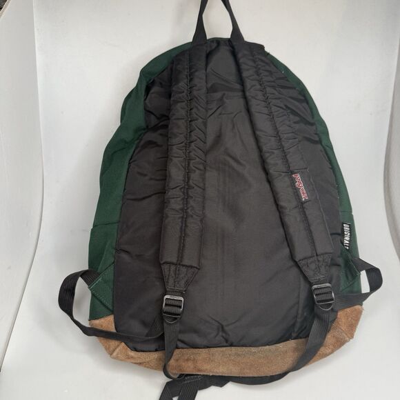 JanSport Right Pack JS00TYP7 Leather Bottom Backpack Green Laptop Bag 15” - Picture 2 of 14
